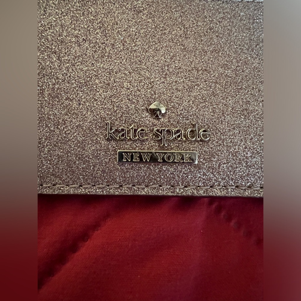 Kate Spade Rose Gold Metallic Glitter Card Holder With Keychain. - Picture 4 of 8
